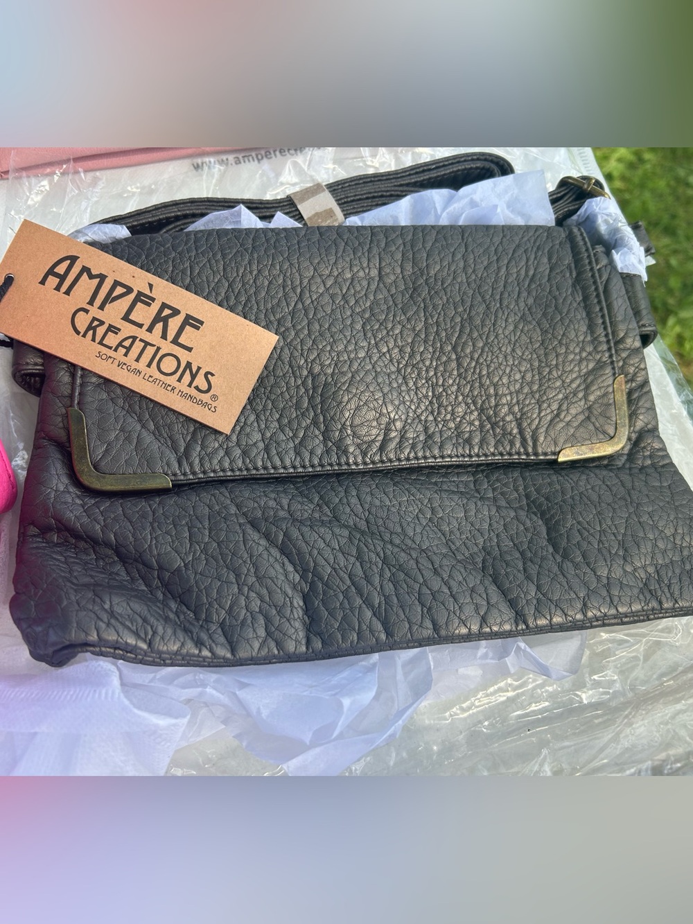 Black Vegan Leather Crossbody Bag